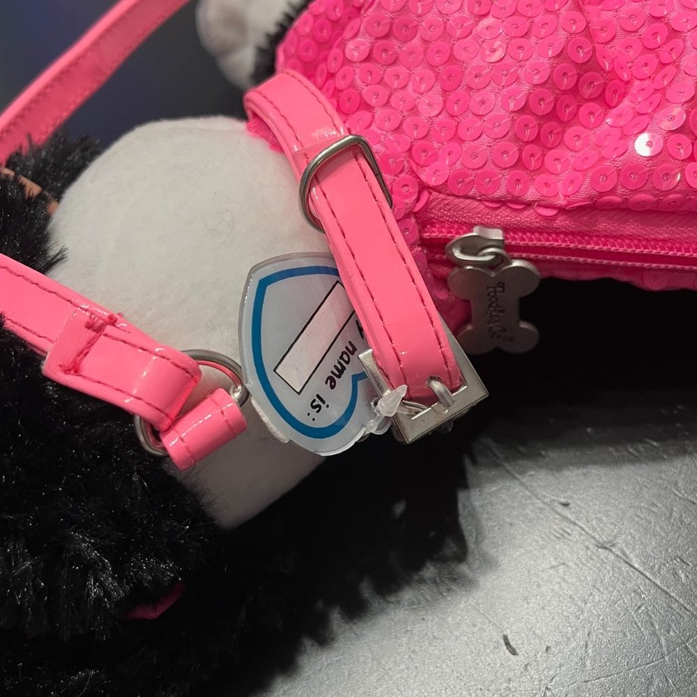 White and Pink Sequin Poochie & Company Poodle Purse - Picture 8 of 9